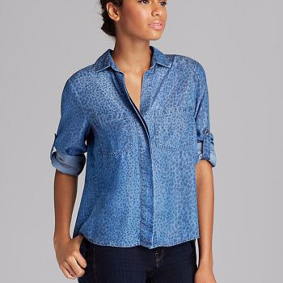 leopard denim shirt